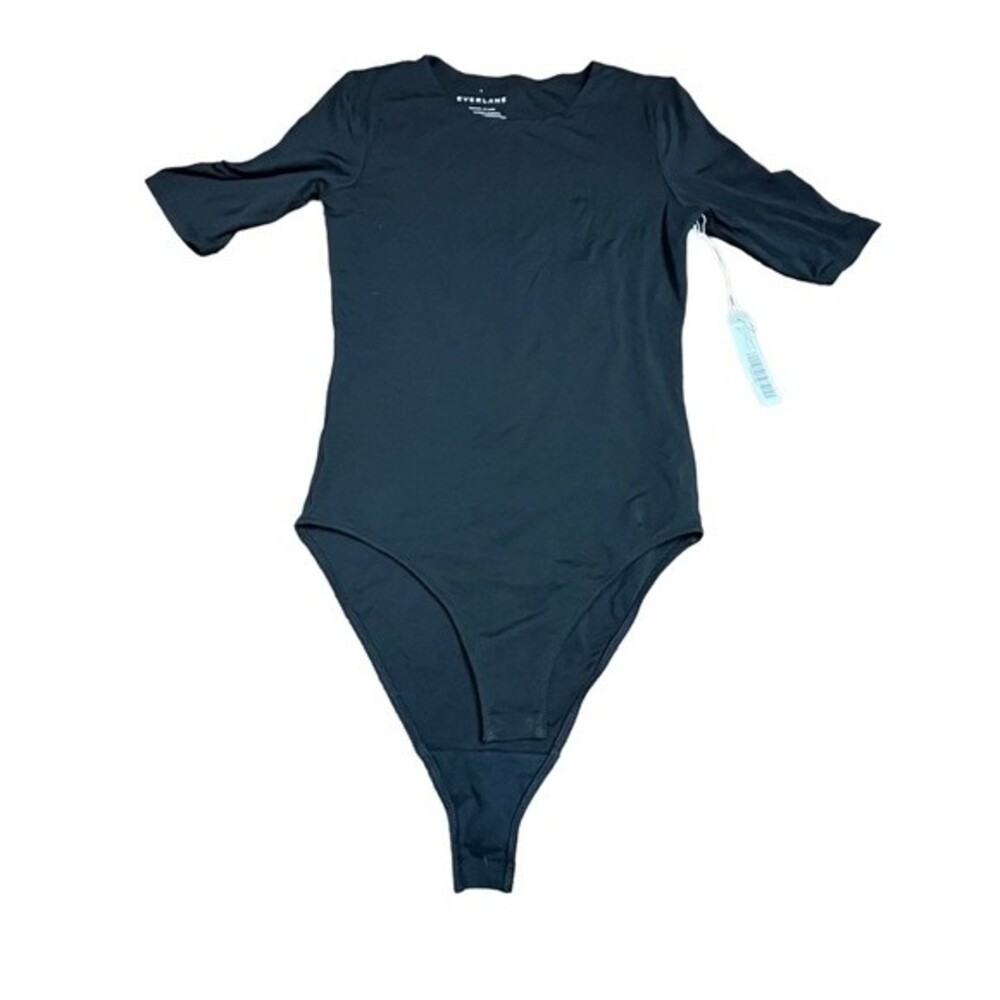 NWT Everlane The Short-Sleeve Crew Neck Bodysuit Black Bikini Size S Women